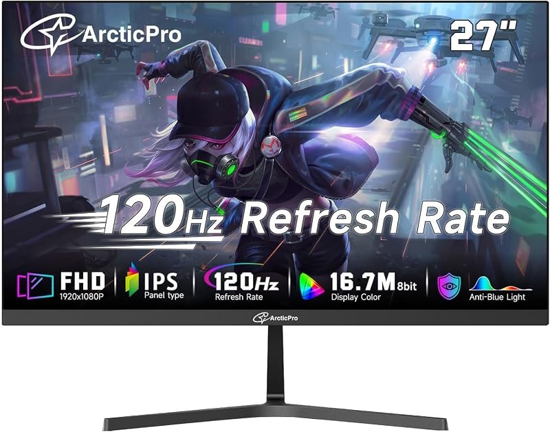 ArcticPro 27 Inch Monitor 120Hz, FHD 1080p Computer Monitor, IPS, 1ms MRTP — 27 inch IPS monitor for inch ips monitor