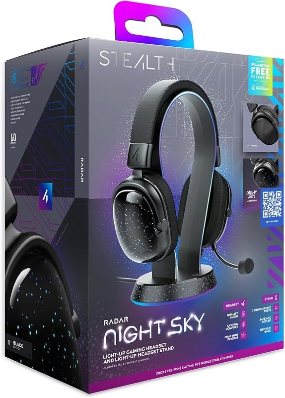 STEALTH RADAR Light Up Gaming Headset & Stand Bundle - Night Sky, Compatible with Gaming Consoles and PC — Cyberpunk
