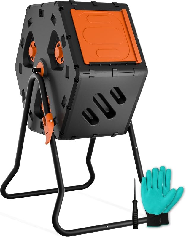 Compost Tumbler 22.5 Gallon/85L, Easy Assemble Compost Bin Outdoor — heavy duty compost tumbler for heavy duty compost