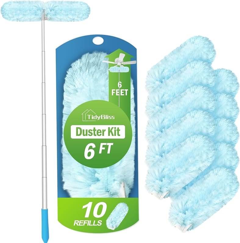 TidyBliss 6 ft Extendable Dusters for Cleaning Compatible with Swiffer — cleaning duster refill for cleaning duster