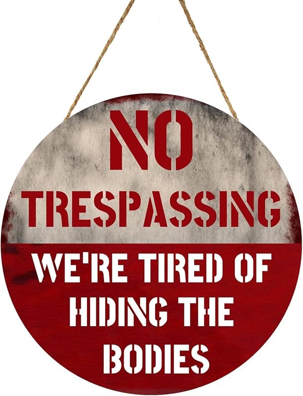 Halloween Decoration Halloween Wreath, Retro Fashion Front Door Decorations Hanging Sign, No Trespassing We're Tired