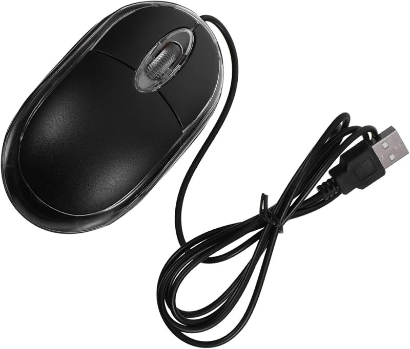 Black Optical USB Mouse for PC Laptop, Ergonomic Wired Computer Mouse — computer mouse bungee for computer mouse bungee