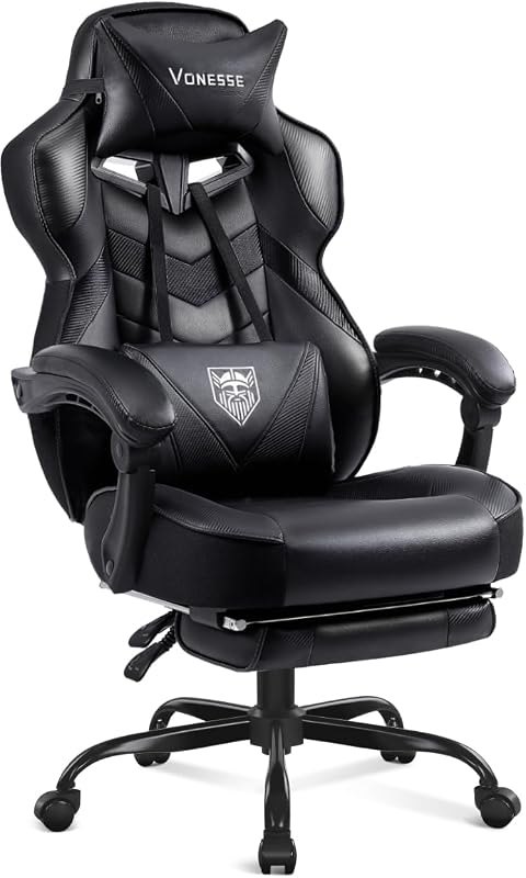 Vonesse Gaming Chair, High Back Office Chair with Footrest and Massage, Gaming Chairs for Adults with Pocket Spring