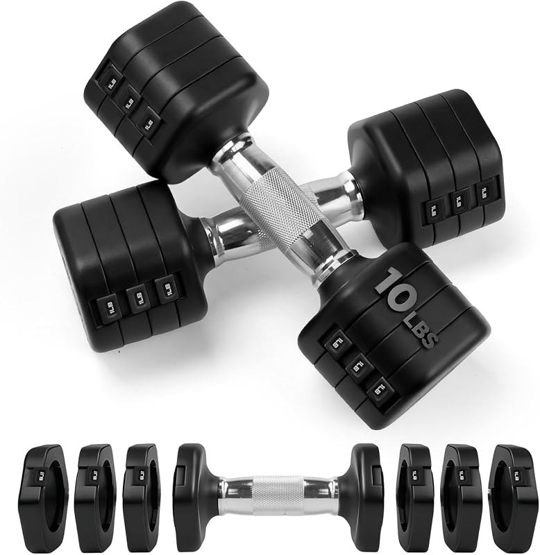Adjustable Dumbbell Set of 2, Total 20 LB Pair (4,6,8,10 LB)