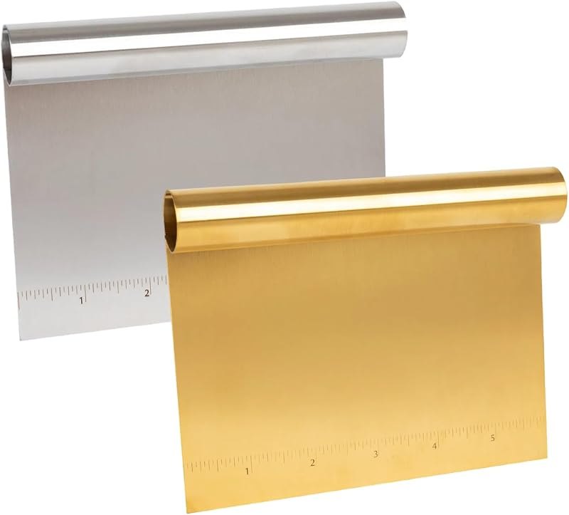 2 Pack Stainless Steel Dough Scraper with Measuring Scale,Bench Scraper & Cutter, Multipurpose