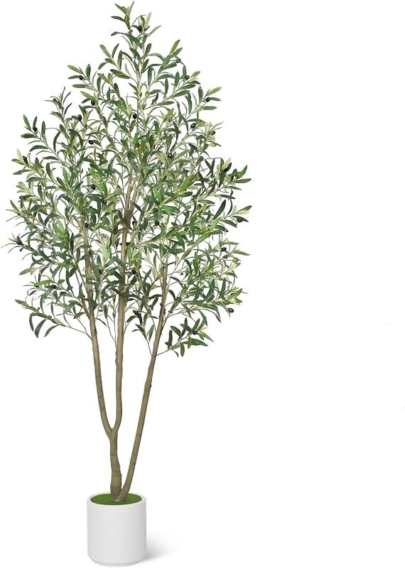 Timoo Faux Olive Tree 7FT Tall Olive Trees Artificial Indoor with Planter — 7ft artificial olive tree for 7ft