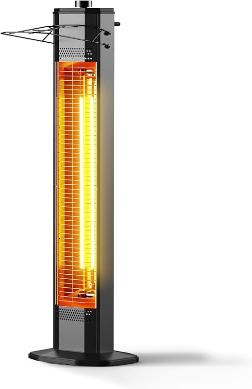 Outdoor Electric Patio Heater, 34-inch 1500W Infrared Tower Heater with Instant Heating, Tip-Over & Overheat