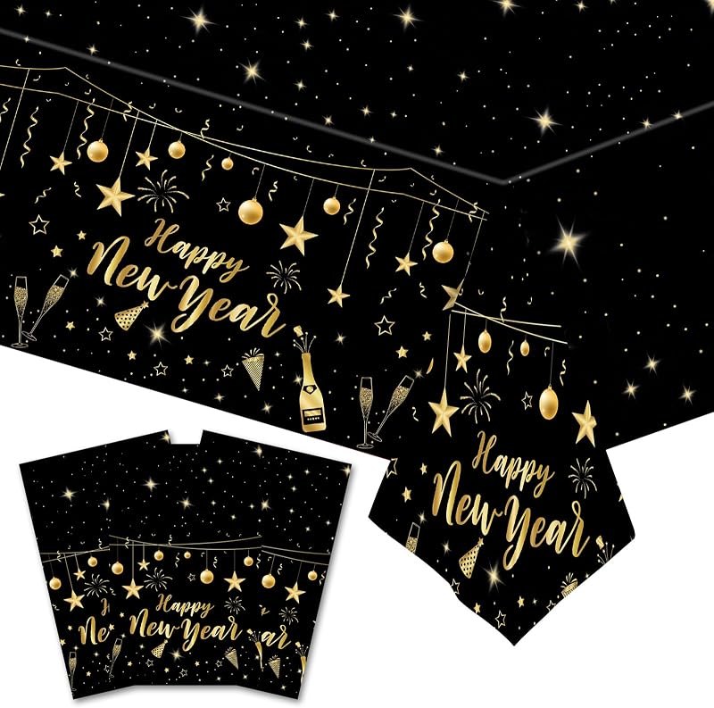 HEYPRIIL 3 Pack Happy New Year Decorations Tablecloths, New Years Eve Party Supplies Table Cloth for 2027 New Years