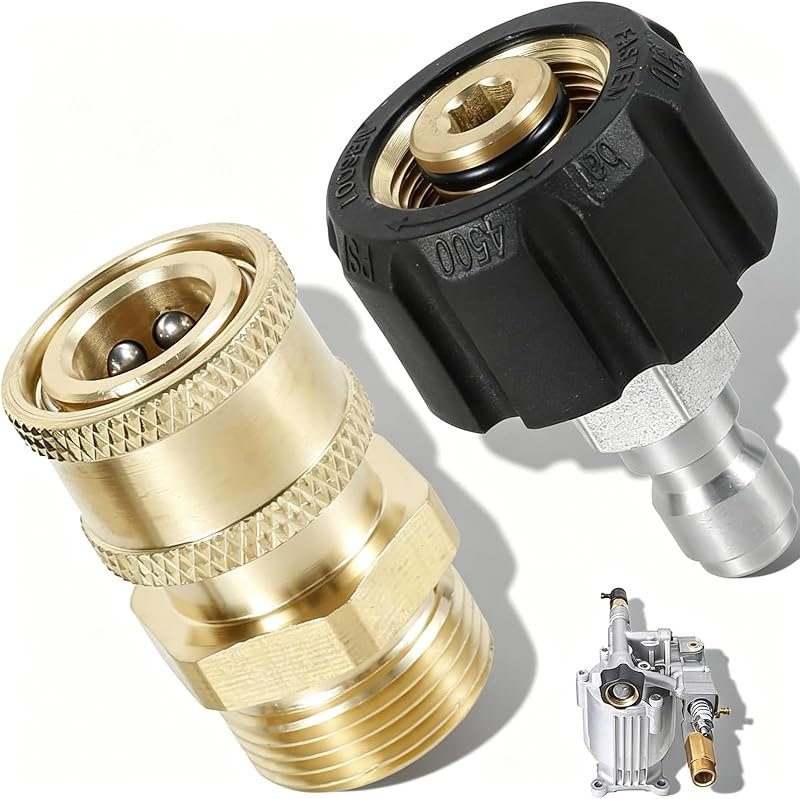 2 Pcs Pressure Washer Quick Connect Fittings Kit, M22 14mm to 1/4 Inch — pressure hose for pressure hose
