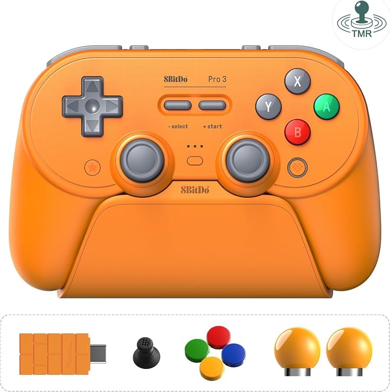 8BitDo Pro 3 Bluetooth Controller for Switch/Switch 2,TMR Joysticks, Orange — Switch 2 Pro Controller for switch pro