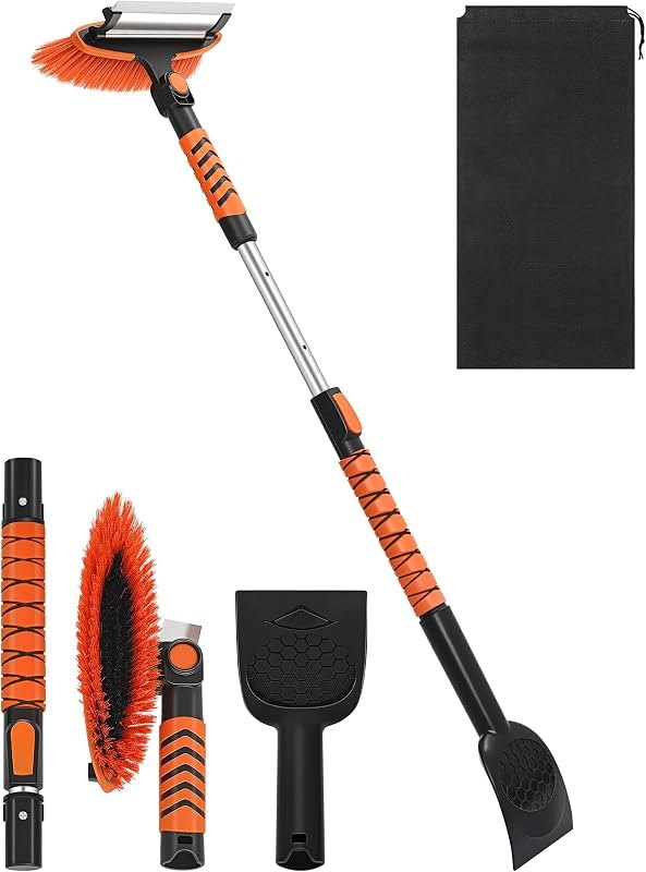 Ordenado 43" Snow Brush and Ice Scraper - Extendable Snow Scrapers and Cleaner for Car Windshield, 180° Pivoting