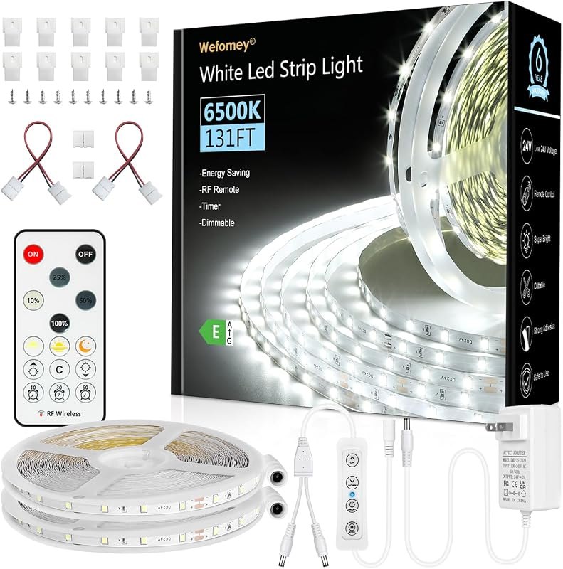 131ft White LED Strip Lights 6500K Bright Daylight White Dimmable DC 24V — LED rope lights for led rope lights