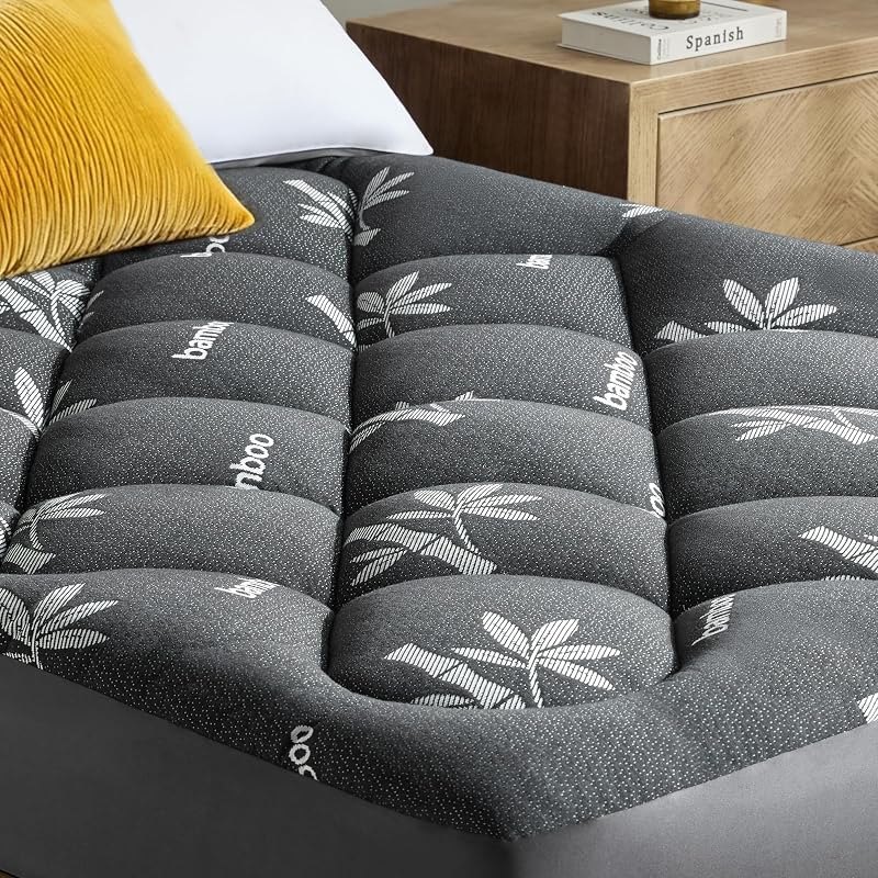California King Mattress Topper, Thick Pillow Top Mattress Pad — bamboo mattress topper for bamboo mattress topper