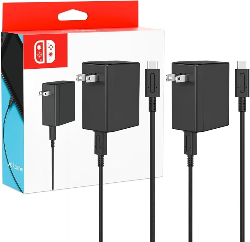 2-Pack Charger for Nintendo Switch, 45W AC Adapter Fast Charging with 2-Pack 5ft Detachable USB C Cable, Compatible