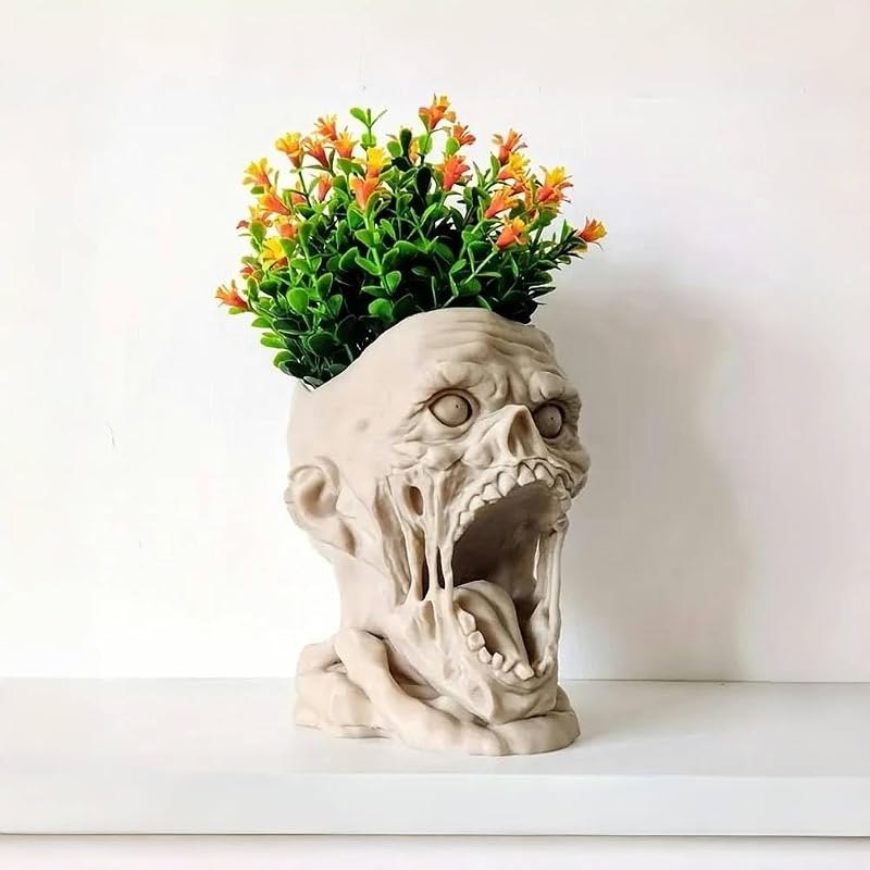 Skull Planter Pot, Skulls Flower Pot, Unique Plant Pots Indoor, Succulent Flower Pots, Skeleton Plant Pot with