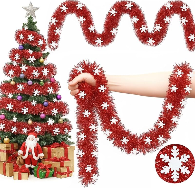 17 ft Christmas Tinsel Garland Metallic Garland Light Glittering Decoration for Valentine Birthday Wedding Party