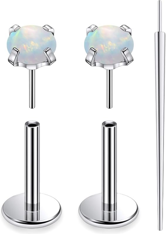 20G 18G 16G F136 Titanium Threadless Flat Back Earrings Nose Studs Tragus Forward Helix Conch Cartilage Lobe Earrings
