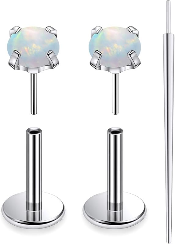20G 18G 16G F136 Titanium Threadless Flat Back Earrings Nose Studs Tragus Forward Helix Conch Cartilage Lobe Earrings