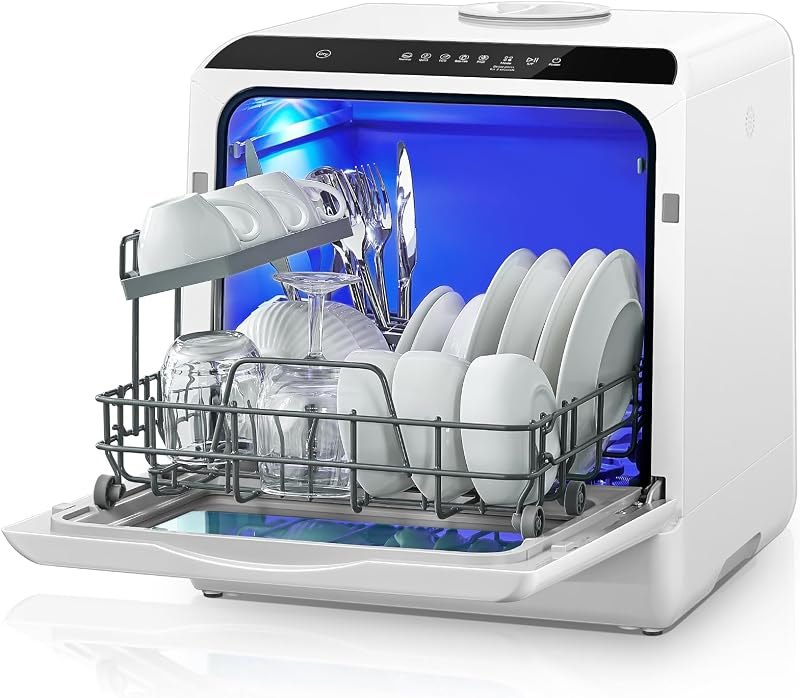 Countertop Dishwasher with Delay Start, 5+1 Wash Programs — household countertop dishwasher for household countertop