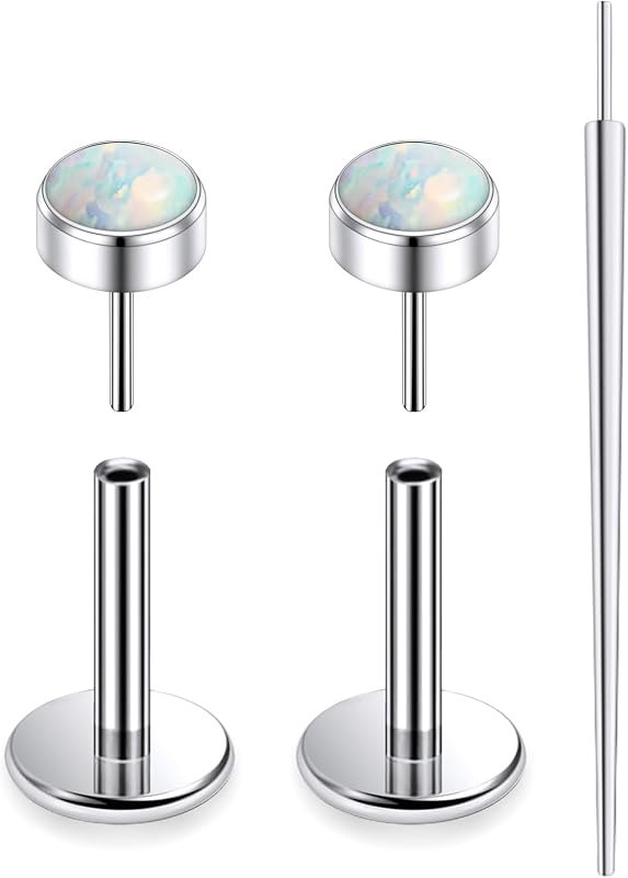 20G 18G 16G F136 Titanium Threadless Flat Back Earrings Nose Studs Tragus Forward Helix Conch Cartilage Lobe Earrings