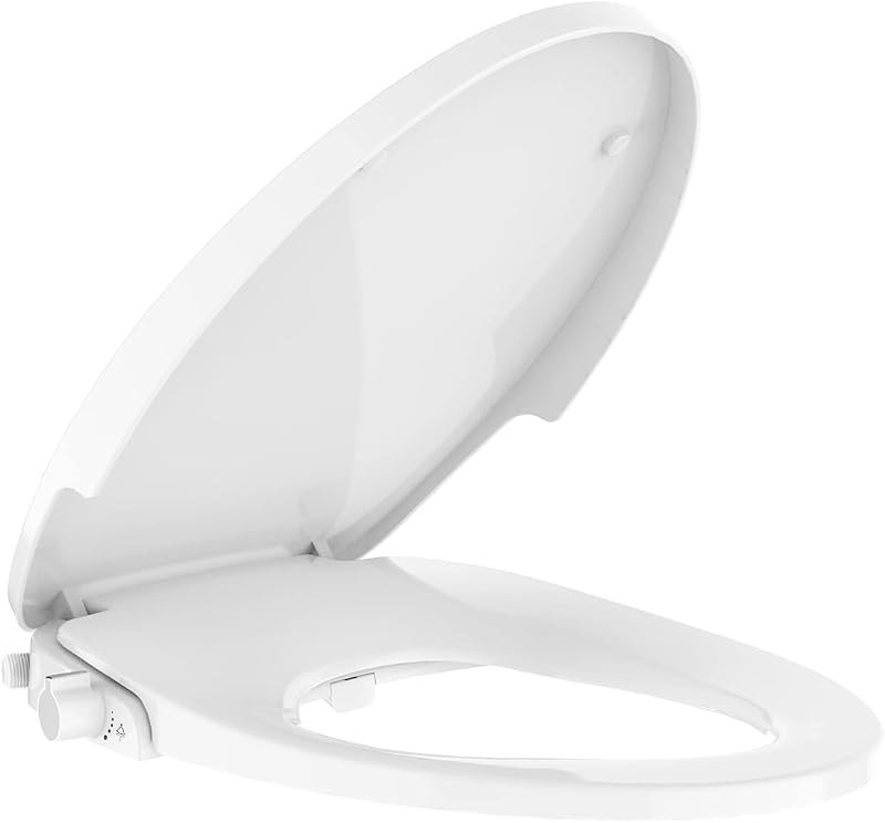 Bidet Toilet Seat Elongated, Non-Electric Bidet Seat with Dual Self-Cleaning Nozzles, Adjustable Water Pressure, Soft