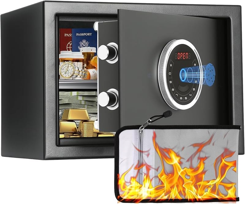 BlackSmith Auto-Open Biometric Safe Box 1.0 cu ft, 508 DPI 0.1s, Nightstand — best Fireproof Document Safe for
