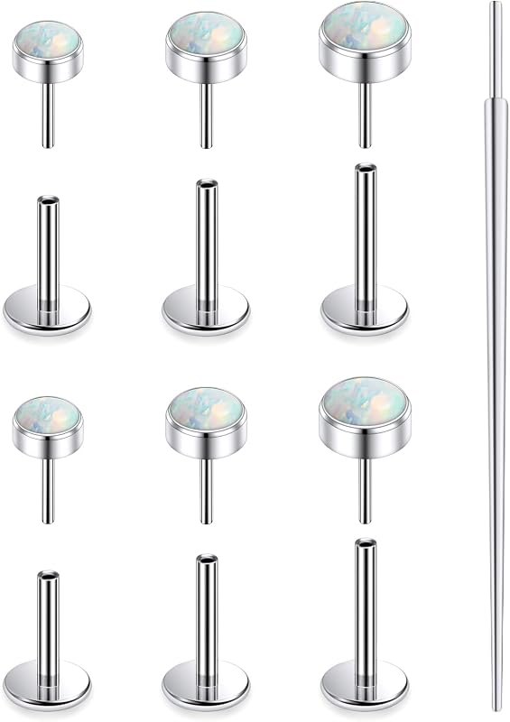 20G 18G 16G F136 Titanium Threadless Flat Back Earrings Nose Studs Tragus Forward Helix Conch Cartilage Lobe Earrings