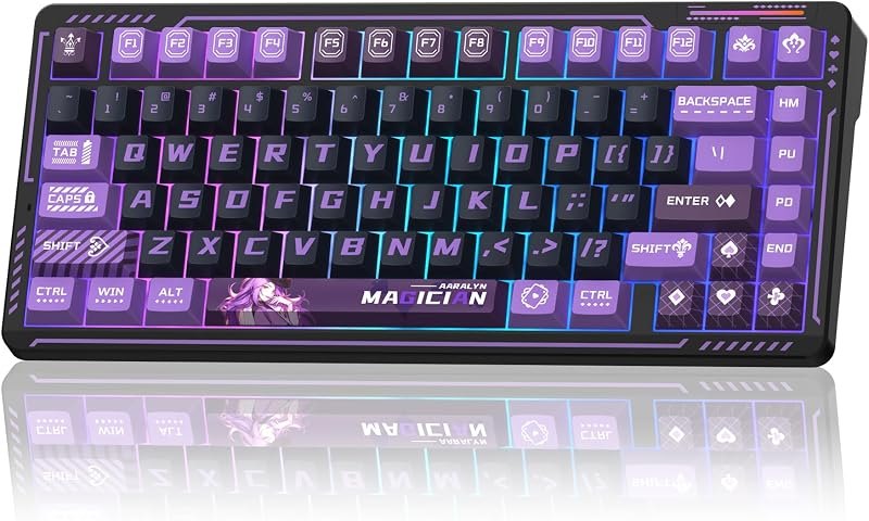 LINGBAO K75 Wireless Mechanical Gaming Keyboard 75%, 10000mAh Battery — Cyberpunk Style RGB Keyboard for cyberpunk