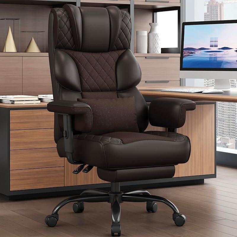 Office Chair, Desk Chair with Soft Adjustable Armrests, Ergonomic High Back Gaming Chair with Lumbar Support