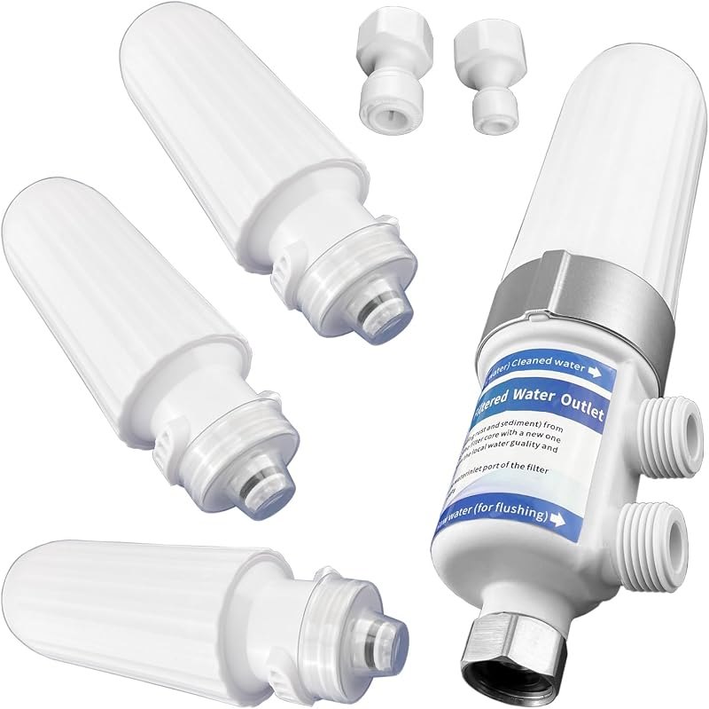 FANLIDE Bidet Water Filter System, Toilet Water Filter for Electronic Bidet Seats, with 4pcs replaceable Filter Cores