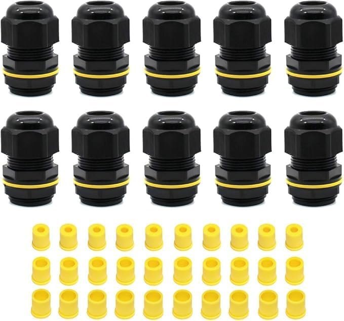 M25 x 1.5 Cable Gland IP68 Waterproof, Nylon Cord Grip with Locknut, PG9 PG16 Adjustable Cable Connector for 4-14mm