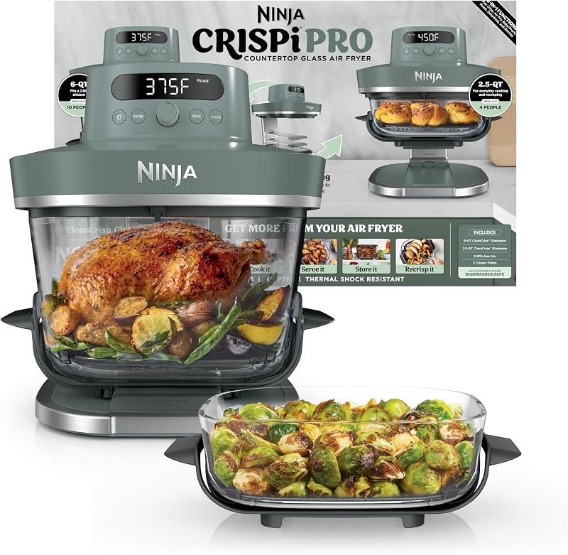 Crispi Pro Glass Air Fryer, 6-in-1, Ash Grey, AS101DG — ninja air fryer xl for ninja air fryer