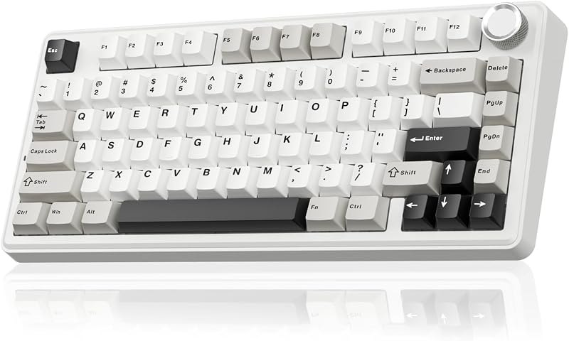 SOLAKAKA A75 75% Wireless Mechanical Keyboard, Hot Swappable Gaming Keyboard with Multifunction Knob & RGB, Gasket