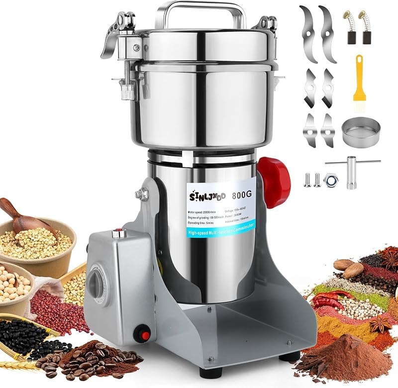 Electric Grain Mill Grinder - Swing Type 3500W 110V 800g Commercial Spice Grinder,Suitable for Flour,Corn,and
