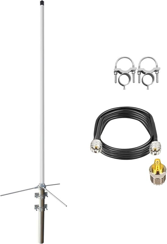 GMRS Base Antenna 462-467MHz with 32ft Cable - High Gain 7.5dBi Fiberglass Base Station Antenna for GMRS Repeater &