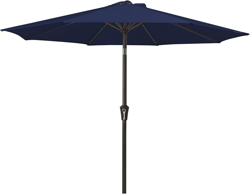 MEWAY 9ft Patio Umbrella Outdoor Table Umbrellas with Push Button Tilt and Crank, Market Umbrella 8 Sturdy Ribs for