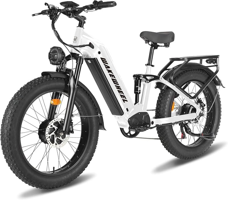 8000W Peak Dual Motor Electric Bike for Adults, 60V 32Ah 45MiIePH 110 Mile Range, 26"/24" Fat Tire Full Suspension