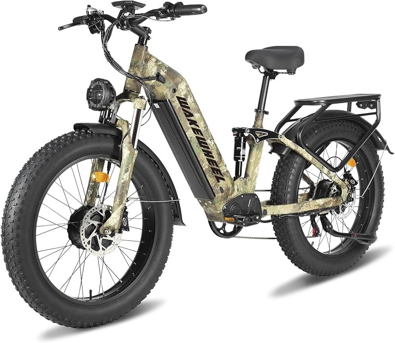 8000W Peak Dual Motor Electric Bike for Adults, 60V 32Ah 45MiIePH 110 Mile Range, 26"/24" Fat Tire Full Suspension