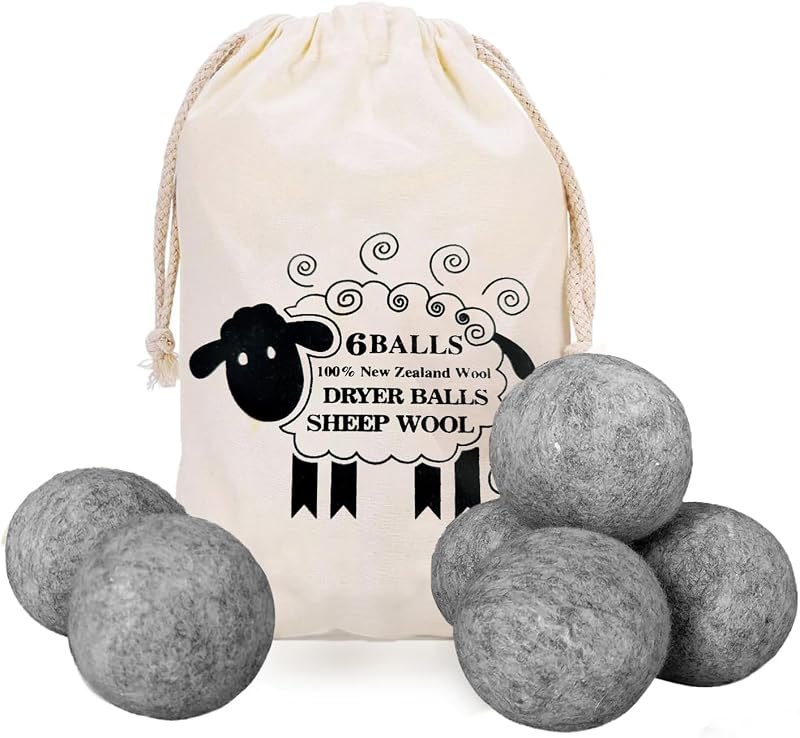 6 Pack Wool Dryer Balls, Dark Grey, 2.75 in/7 cm — extra large wool dryer balls for extra large wool dryer