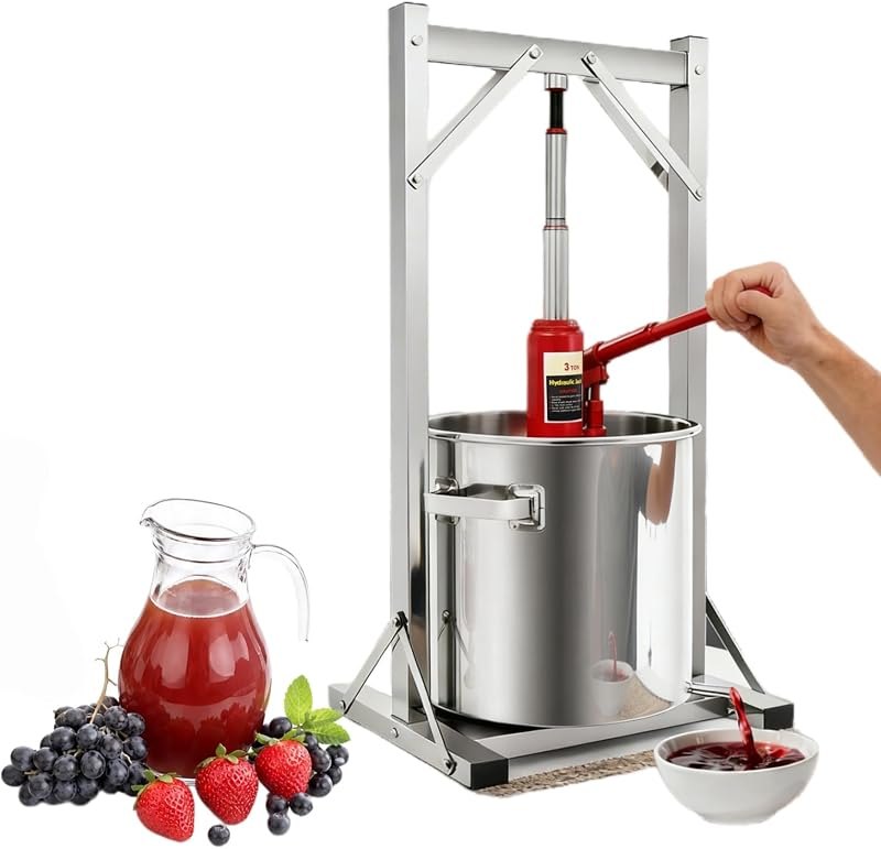 5.8Gal Fruit Cider Wine Press, 22L Manual Stainless Steel Juice Maker with 6613LBS Max Pressure, Stainless Steel
