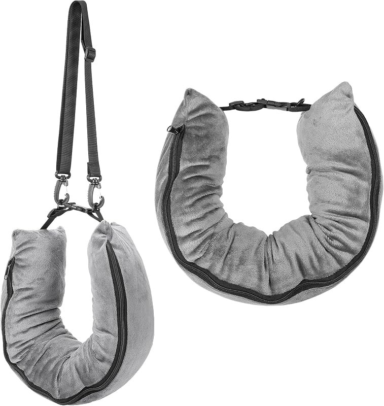 Stuffable Travel Neck Pillow Velvet Stuffable Pillow for Traveling Neck Pillows for Extra Luggage with Adjustable