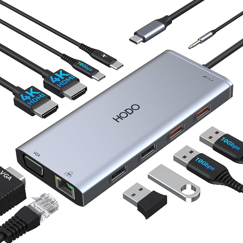 USB C Docking Station Dual Monitor for HP,Laptop Docking Station 3 Monitors — USB-C dock 10Gbps for usb dock 10gbps
