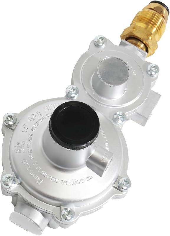 Two Stage Propane Regulator with 3/8"Female NPTand POL,Fit for RV, Vans, Trailers, Campers, 100lb Tank, ASME Tank