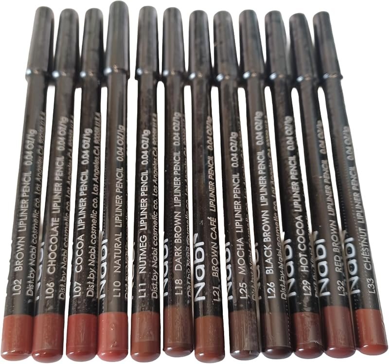 12-Piece Brown Tone Lip Liner Pencil Set, Assorted Colors — double duty lip liner for double duty lip liner