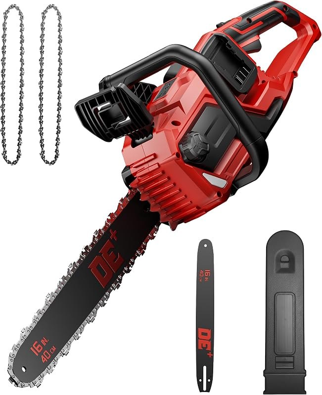 DeForce 16" 36V Cordless Electric Chainsaw, for Milwaukee M18 18V Batteries, Brushless Battery Powered Chain Saw, with