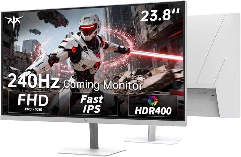 KTC 24 Inch 240Hz Gaming Monitor, FHD PC Computer Monitor, White, H24F7 — 24 inch 1080p monitor for inch 1080p monitor