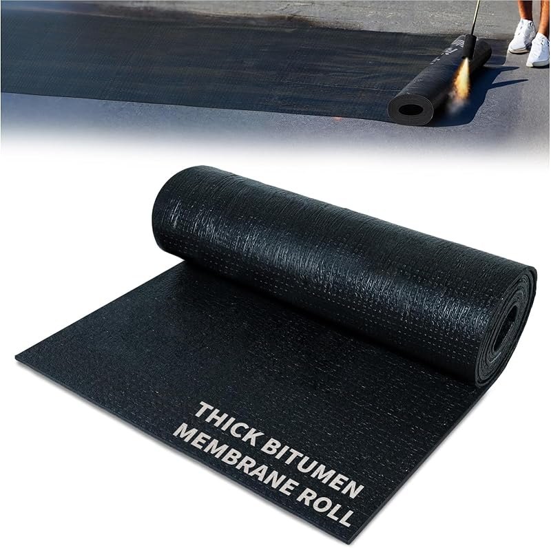 BXI SBS Modified Bitumen Waterproofing Membrane Roll, 13 Inch x 8.2 Feet, Thick Flexible Torch-On Asphalt Roofing