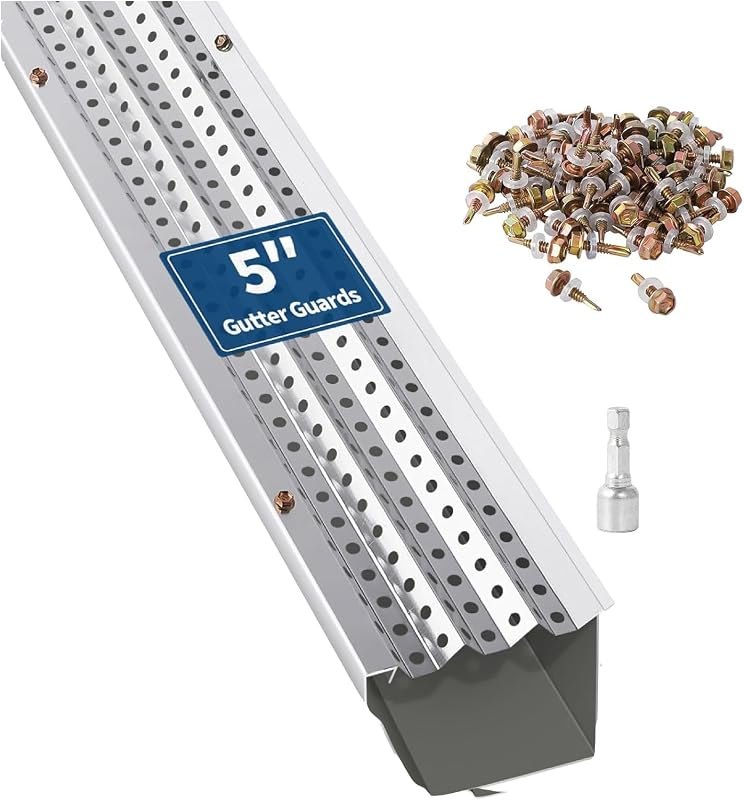 5 Inch Gutter Guard 100 FT, Heavy Duty Aluminum Leaf Guard with 0.275" Mesh, Easy DIY Installation, Universal Gutter