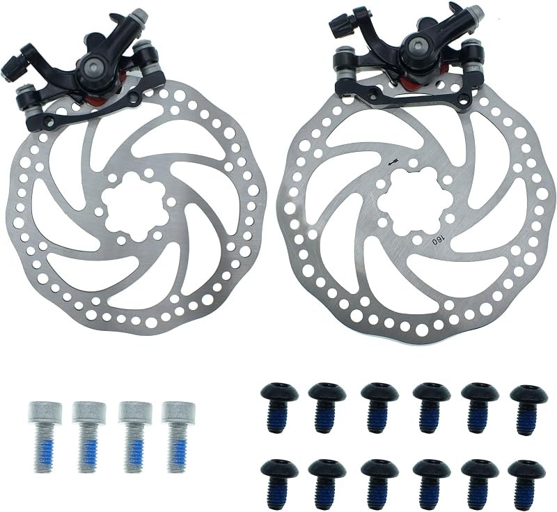 Bike Disc Brake Kit,Bike Front and Back Disc Brake Kit-Calipers,2 Pcs Stainless Steel 160 mm Rotors,for Mountain Bike