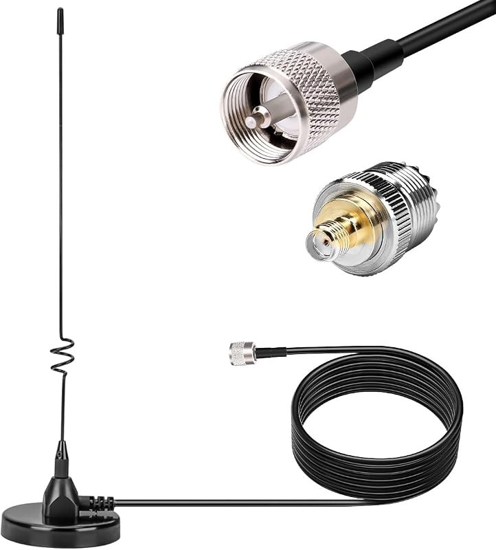 VHF UHF Antenna Dual Band Mobile Ham Radio Antenna Kit 20.87in with PL259 to SMA-Female Connector,Magnetic Base Mount